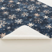 Blue Cream Christmas Snowflakes Sherpadecke (3/4)