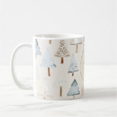 Blue Cream Christmas Trees Gold Glitzer Kaffeetasse (Links)