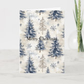 Blue Cream Christmas Trees Karte (Vorderseite)
