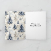 Blue Cream Christmas Trees Karte (Innenseite)