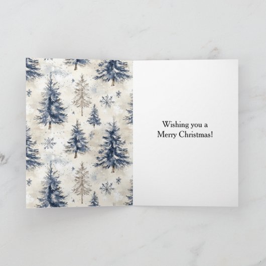 Blue Cream Christmas Trees Karte (Innenseite)