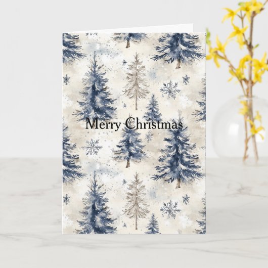 Blue Cream Christmas Trees Karte (Gelbe Blume)