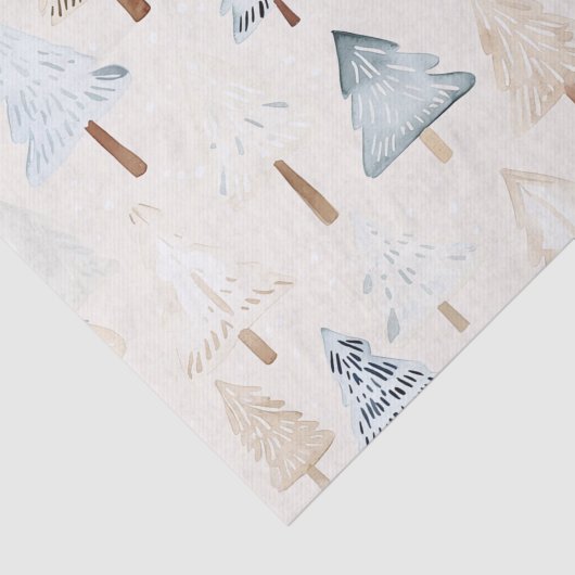 Blue Cream Christmas Trees Seidenpapier (Ausschnitt)