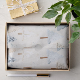 Blue Cream Christmas Trees Seidenpapier