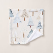 Blue Cream Cosy Christmas Trees Badhandtuch Set (Waschlappen)