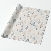 Blue Cream Cosy Christmas Trees Geschenkpapier (Ungerollt)