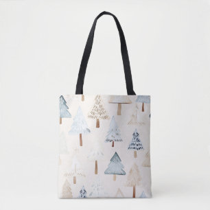 Blue Cream Cosy Christmas Trees Tasche