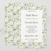Blue Cream Floral Bridal Shower   Einladung (Vorne/Hinten)