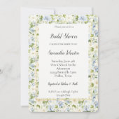 Blue Cream Floral Bridal Shower   Einladung (Vorderseite)