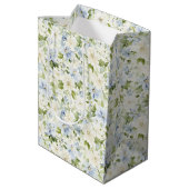 Blue Cream Floral Bridal Shower   Mittlere Geschenktüte (Rückseite Schrägansicht)