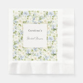 Blue Cream Floral Bridal Shower Serviette (Vorderseite)