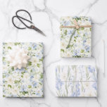 Blue Cream Floral Wedding Geschenkpapier Set<br><div class="desc">Blue Cream Floral Bridal Shower Wedding</div>