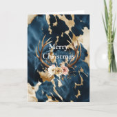 Blue Cream Gold Cowboy Cowgirl Cowhide Weihnachten Karte (Vorderseite)