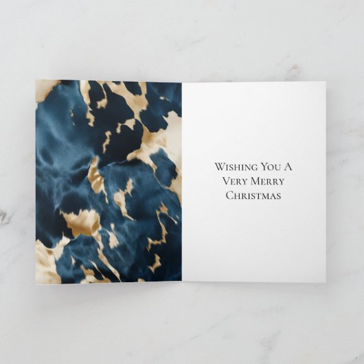 Blue Cream Gold Cowboy Cowgirl Cowhide Weihnachten Karte (Innenseite)