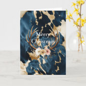 Blue Cream Gold Cowboy Cowgirl Cowhide Weihnachten Karte (Gelbe Blume)