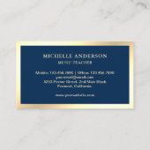 Blue Cream Gold Piano Klavierlehrer Pianist Visitenkarte (Rückseite)