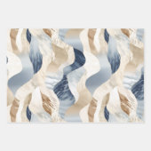 Blue Cream Ivory Abstrakt Beach Geschenkpapier Set (Vorderseite 3)