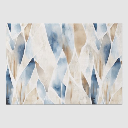 Blue Cream Ivory Abstrakt Beach Seidenpapier (Vorderseite)