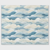 Blue Cream Ivory Abstrakt Ocean Beach Geschenkpapier (Flach)