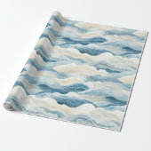 Blue Cream Ivory Abstrakt Ocean Beach Geschenkpapier (Ungerollt)