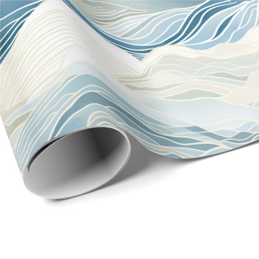 Blue Cream Ivory Abstrakt Ocean Beach Geschenkpapier (Rolleneckpunkt)