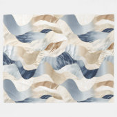 Blue Cream Ivory Abstrakt Waves Beach Fleecedecke (Vorderseite (Horizontal))