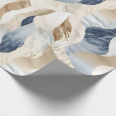 Blue Cream Ivory Abstrakt Waves Beach Geschenkpapier (Ecke)