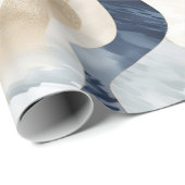 Blue Cream Ivory Abstrakt Waves Beach Geschenkpapier (Rolleneckpunkt)