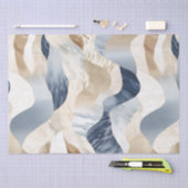 Blue Cream Ivory Abstrakt Waves Beach Seidenpapier (Handwerk)