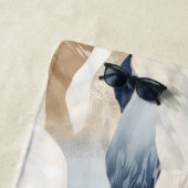 Blue Cream Ivory Abstrakt Waves Beach Strandtuch (Beispiel)