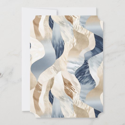 Blue Cream Ocean Sand Beach Abstrakt Einladung (Rückseite)