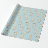Blue Cream Sea Horses Ocean Beach Birthday Geschenkpapier (Ungerollt)