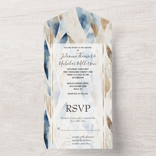 Blue Cream Sea Sand Ocean Beach All In One Einladung (Innen Boden)