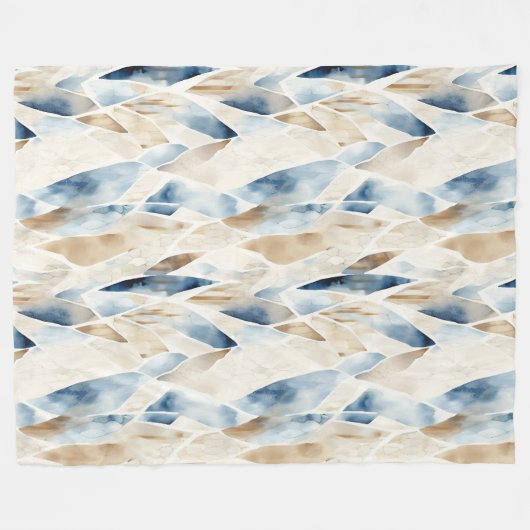 Blue Cream Sea Sand Ocean Serenity Fleecedecke (Vorderseite (Horizontal))