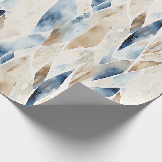 Blue Cream Sea Sand Ocean Serenity Geschenkpapier (Ecke)
