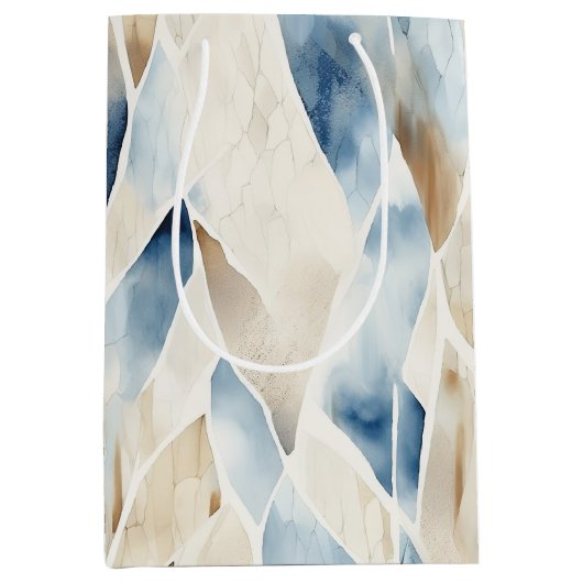 Blue Cream Sea Sand Ocean Serenity Mittlere Geschenktüte (Vorderseite)