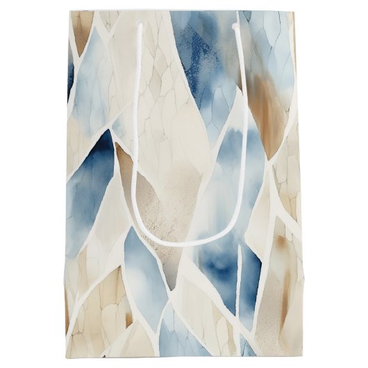 Blue Cream Sea Sand Ocean Serenity Mittlere Geschenktüte (Rückseite)