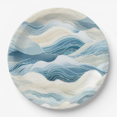 Blue Cream Sea Sand Ocean Waves Beach Pappteller (Vorderseite)