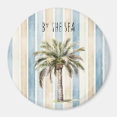 Blue Cream Stripes Tropical Palm Tree Magnet (Vorne)