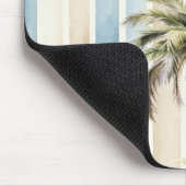 Blue Cream Stripes Tropical Palm Tree Mousepad (Ecke)