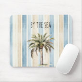 Blue Cream Stripes Tropical Palm Tree Mousepad (Mit Mouse)