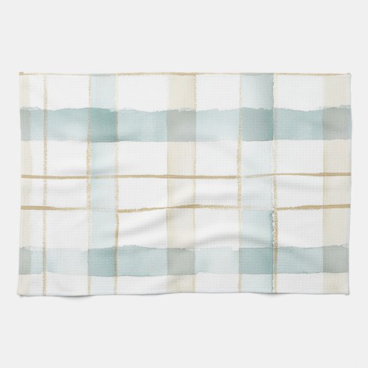 Blue Cream White Plaid Geschirrtuch (Horizontal)