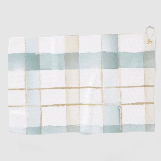 Blue Cream White Plaid Golfhandtuch (Horizontal)