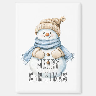 Blue Cream White Snowman Weihnachten Magnet