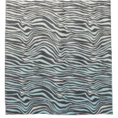 Blue Cream Zebra Print Ombre Duschvorhang (Vorderseite)