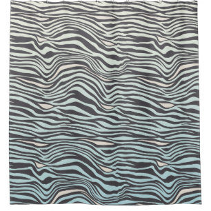 Blue Cream Zebra Print Ombre Duschvorhang