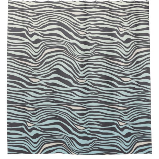 Blue Cream Zebra Print Ombre Duschvorhang (Vorderseite)