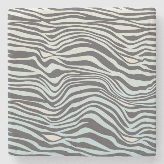 Blue Cream Zebra Print Ombre Steinuntersetzer (Vorderseite)