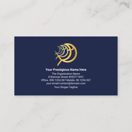 Blue Creative Gold Ichthus Fisch Christliches Mini Visitenkarte (Rückseite)