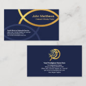 Blue Creative Gold Ichthus Fisch Christliches Mini Visitenkarte (Vorne/Hinten)